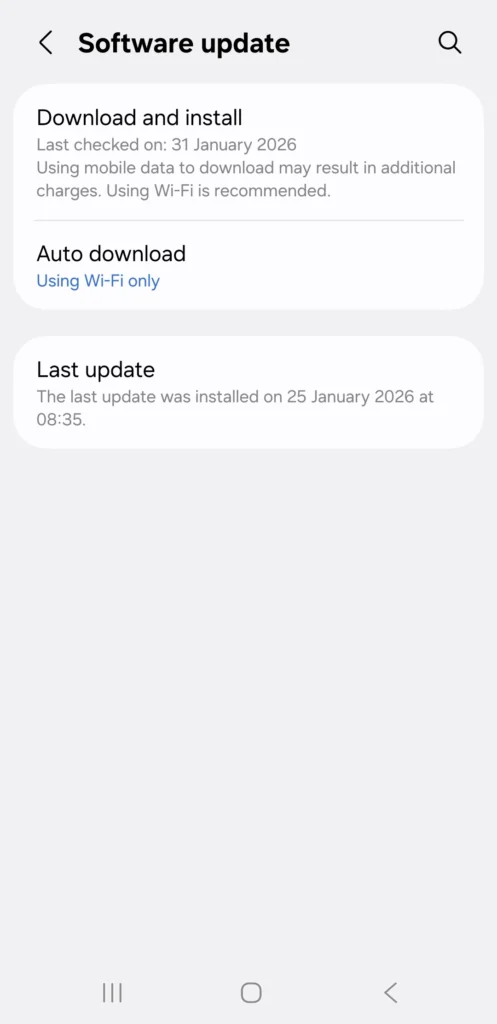 Samsung A16 Security patch level in settings – Perspective Gadgets UK guide