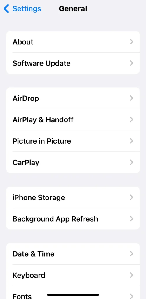 iPhone X Software Update screen showing current iOS version – Perspective Gadgets