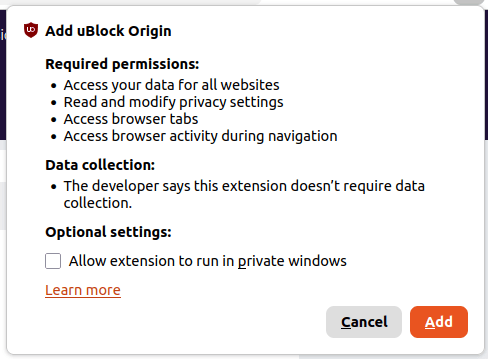 Firefox UBlock Origin Attachment Page explanation for seniors